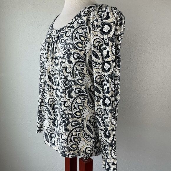Liz Claiborne Paisley Long Sleev Top Size M EUC - Picture 3 of 7